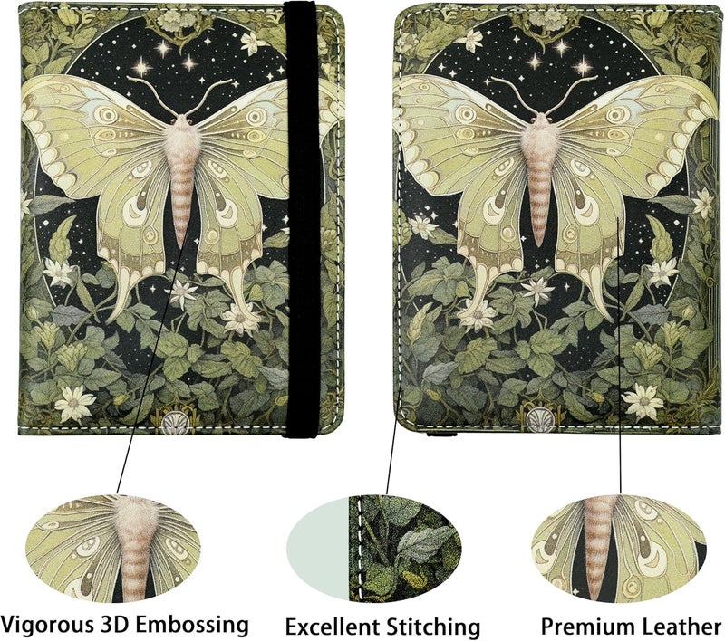 bassyil Luna Moth Passport Holder for Women and Men PU Leather Passport Cover for Travel - Image 2